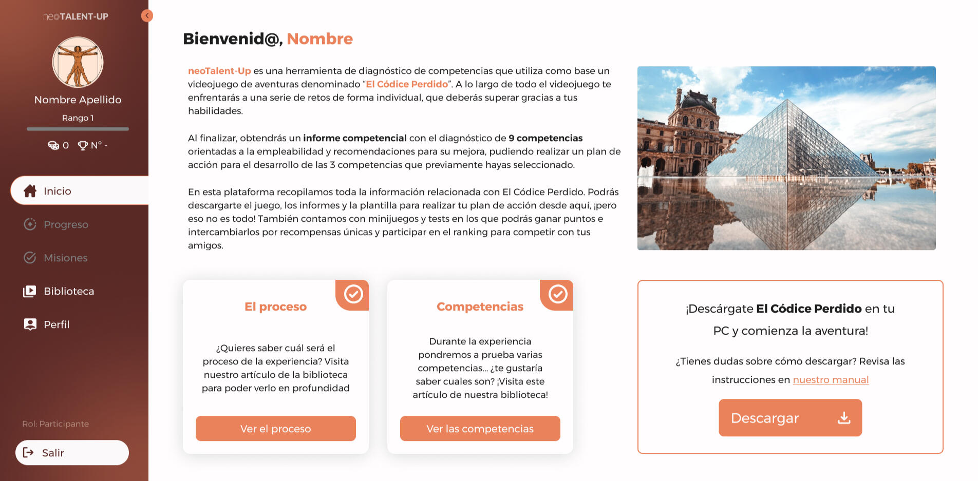 neoTalent-UP, plataforma de descarga y seguimiento gamificada de la experiencia educativa &quot;El Códice Perdido&quot;