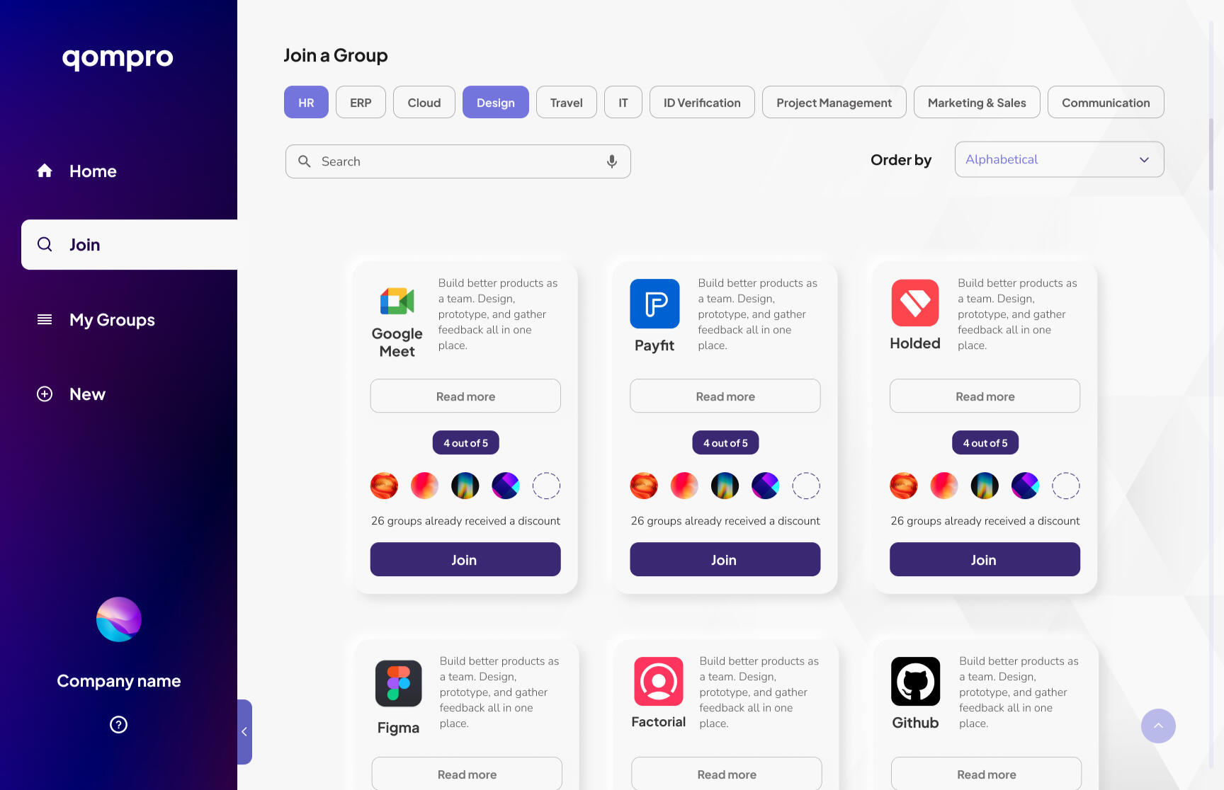 Qompro, prueba de concepto para la empresa del mismo nombre, para la creación de un software de gestión de suscripciones SaaS B2B y B2C