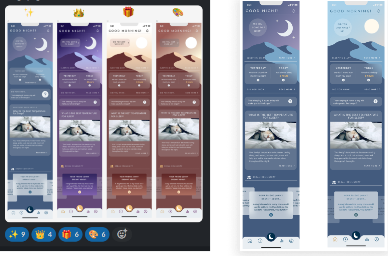 A la izquierda, el test con nuestras 4 elegidas; a la derecha, la versión ganadora, en su primera iteración
